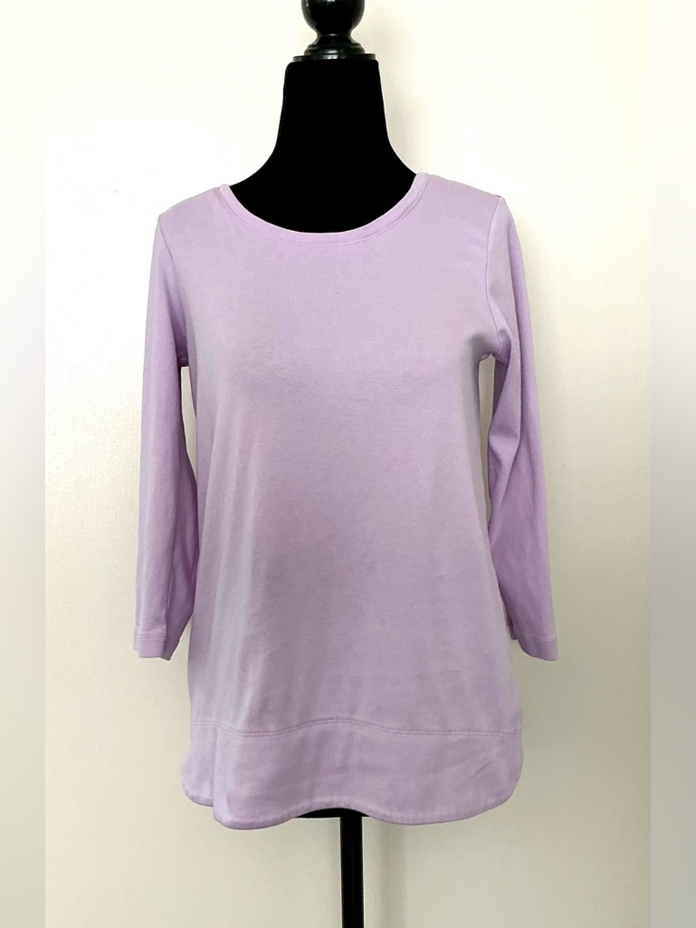 J JILL Light Purple Lavender Pima Cotton 3/4 Sleeve Top - Small